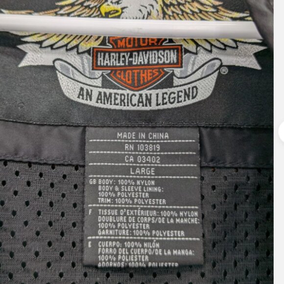 Harley Davidson Riding Jacket Mens LG Windbreaker Reflective Mesh Lined Orange - Picture 16 of 16